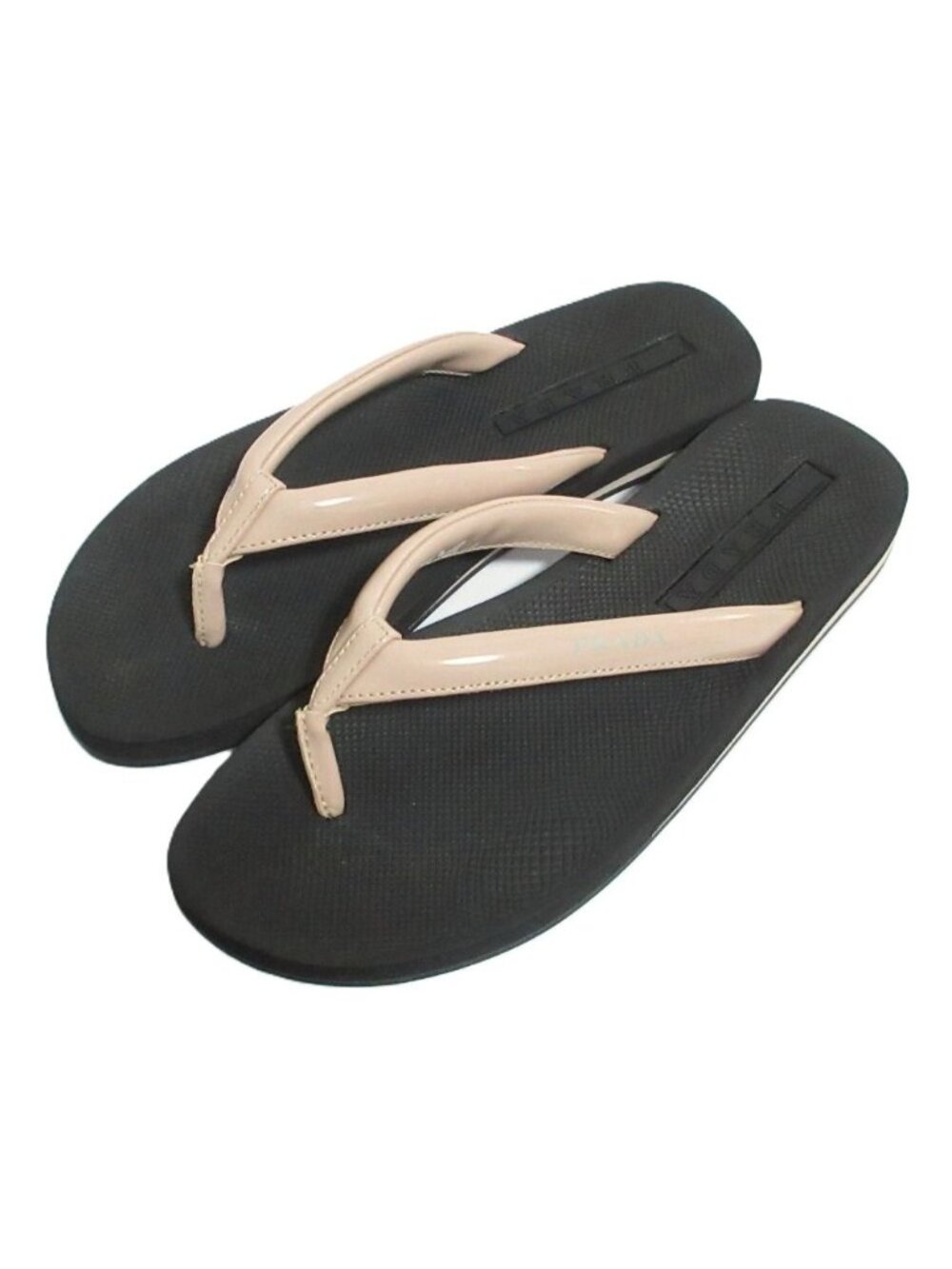 Prada Patent Beach Sandals Pink Black Spring Summer